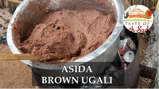 Red Millet Asida  Posho  Ugali in Adjumani Uganda Brown Ugali Recipe on Charcoal Stove [upl. by Hardigg]