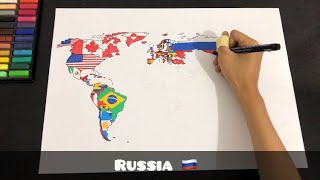 Drawing flag map of the world  All countries flags [upl. by Navetse537]