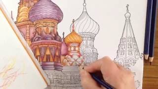 FANTASTIC STRUCTURES part 2  derwent inktense pencils  blender pen [upl. by Bricker]