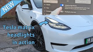 Teslas new adaptive high beams software  Matrix LED headlights now work [upl. by Lorenzana79]