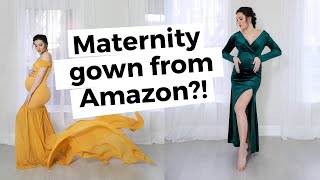 Amazon Maternity Dress Haul  Photoshoot amp Review of inexpensive maternity gowns [upl. by Acilef160]