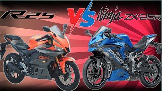 Kawasaki ZX25R VS Yamaha R25 250ccSpecsTop speed2024CrazyForbike3 [upl. by Kayne]