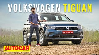 2021 Volkswagen Tiguan review  Premium VW SUV back as a 5 seater  First Drive  Autocar India [upl. by Suanne]