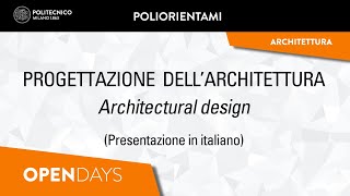 Progettazione dellArchitettura Laurea Triennale [upl. by Mira]