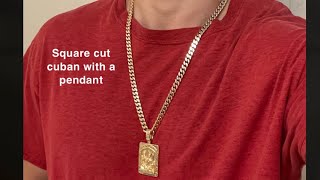 How square cut cuban pairs with pendant [upl. by Haidebez]