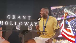 Grant Holloway Interview Paris Olympics [upl. by Nylakcaj]