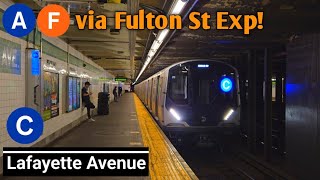 IND Fulton St Line C Action Lafayette Av  F via Fulton St Express [upl. by Lissak]