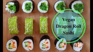 Dragon Roll Sushi  KitchenByJacob  Vegetarian [upl. by Erotavlas995]