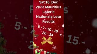 Youtube shorts Sat 16 Dec 2023 Mauritius Loterie Nationale Loto lottory [upl. by Bonnee]