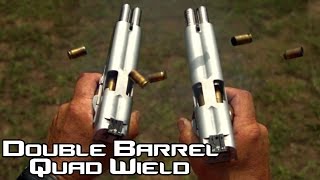 Double Barreled 1911 pistol quad wield rapid fire 20 rounds in 15 seconds in SlowMo AF2011 4K [upl. by Naujej]