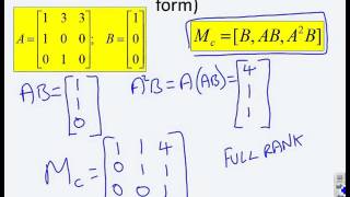 State space analysis 5  controllability worked examples [upl. by Sall873]