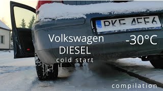 Full Volkswagen extreme DIESEL cold start compilation 30C and more TDI engines [upl. by Ahsieki]