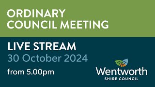 Wentworth Shire Council Ordinary Meeting 30 October 2024 [upl. by Ahsinyd]