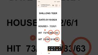 SHILLONG TEER TARGET DATE01102024 TARGET BY HIT DAIRET NUMBER HIT ONLY HIT [upl. by Anaeed]