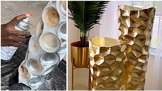 DIY HIGHEND VASE I FINALLY MADE Using CARDBOARD DIY Cardboard Transformation [upl. by Morissa454]