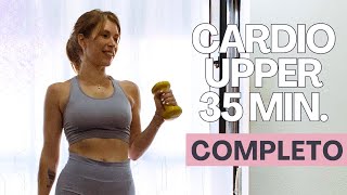 CARDIO UPPER 35 MINUTI ACTIVE TONE allenamento a casa per il corpo della donna  con manubri [upl. by Enneira]