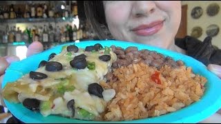 SassEsnacks ASMR Chicken Enchiladas  Beans  Rice  Cooking amp Eating Sounds  Mukbang [upl. by Santa]