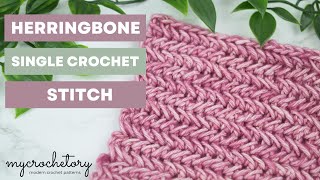 How to crochet Herringbone Stitch  step by step VIDEO TUTORIAL [upl. by Ahon]