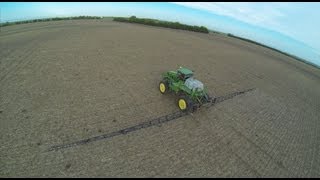 John Deere 4730 Sprayer Spraying Soybeans DJI Phantom FPV GoPro Hero3 Black [upl. by Aivonas]