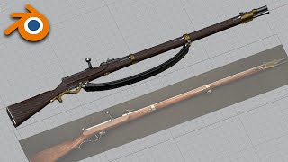 Dreyse M1841 Needle Rifle Zündnadelgewehr  Blender 3D Modeling Time Lapse [upl. by Sabanrab]