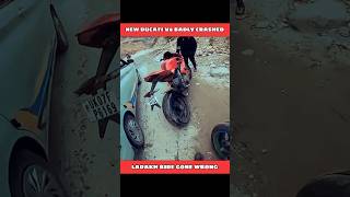 The UK07 Rider Ducati V4 badly crashed in Ladakh ride shortvideo [upl. by Refeinnej]