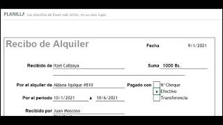 Llenar los datos de un recibo de alquiler [upl. by Cammi]