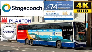 Stagecoach West Scotland X74 Dumfries to Glasgow Plaxton Elite i Volvo B11RT Coach54259YY65SXW [upl. by Atterys]