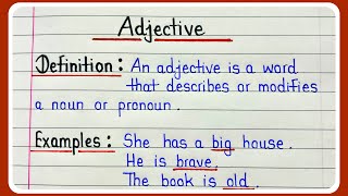 What is adjective  Parts of speech  Definition of adjective  How many types of adjective [upl. by Abdul]