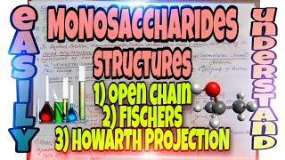 WHAT ARE MONOSACCHARIDES 3 WAYS OF STRUCTURAL REPRESENTATION OF MONOSACCHARIDES EASILY REMEMBER [upl. by Nalaf]