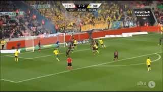 Daniel Agger goal for Brøndby IF against FC Midtjylland 250515 [upl. by Ardnovahs188]