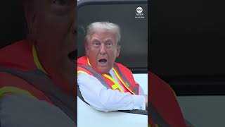 Trump speaks to reporters from garbage truck on campaign trail [upl. by Nogras]