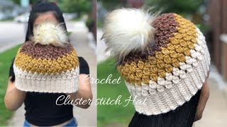 Crochet Cluster Stitch Hat Pattern Crochet Scrap Yarn Projects FREE [upl. by Eserrehs]