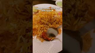 Eating biryani with spoon is a crime 🤣 viralvideo explore chickentikkabiryani biryani [upl. by Eelamme441]