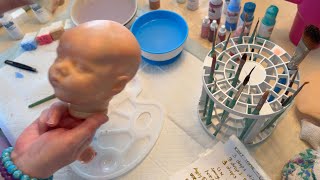 Beginner Painting Reborn Baby Doll Twin B with Air Dry Paint  RebornFX Easy PreMixed Colors [upl. by Koppel]