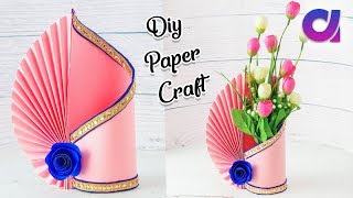 Easy Paper Flower Vase  How to Make A Flower Vase At Home  Simple Paper Craft  Artkala [upl. by Nehgam193]