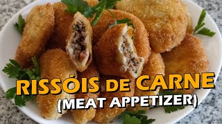 Rissóis de Carne  Meat Appetizer Portuguese Recipe [upl. by Jenei]