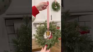 Christmas Kitchen Cabinet Decorating with Small Wreaths christmasdecorations [upl. by Yvehc]