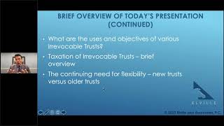 Webinar  Understanding the Uses and Purposes of Irrevocable Trusts in 2022 [upl. by Dasya]