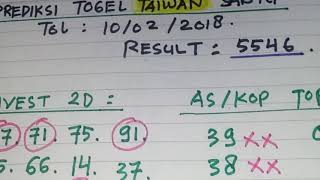 Prediksi Togel Taiwan Sabtu Tgl 10022018 [upl. by Ylrebma]