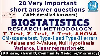 20 Very Important Questions with Answers Biostatistics and research methodology [upl. by Acila437]