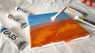 Easy paint sunset in Tokyo art painting acrylicpainting sunsetpainting cloudpainting [upl. by Barger]