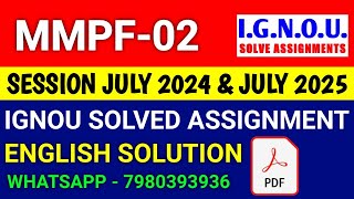 MMPF02 solved assignment 202425  MMPF02 solved assignment 2025  Ignou MMPF02 in English [upl. by Joshuah]