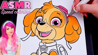 ASMR Speed Coloring Skye from PAW Patrol ASMR Coloring Sounds amp No Talking [upl. by Ahtan]