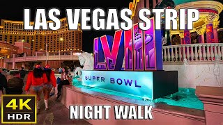 Las Vegas Strip Night Walk  February 2024 [upl. by Gewirtz307]