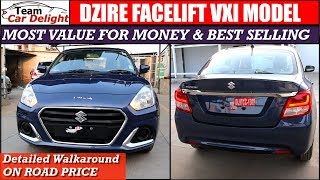 New Dzire Facelift Vxi Model Detailed WalkaroundOn Road Price  Dzire Vxi [upl. by Koorb4]