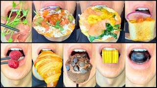 ASMR 🍣🥯Salmon Spinach Bagel 🌯Beef Burrito 🥐Crispy Croissant Satisfying Eating Sounds [upl. by Eiuqnom]