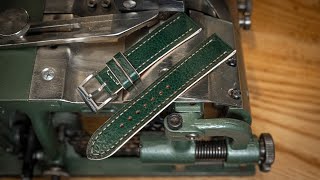 Making a HANDMADE FullStitch Leather Watch Strap  ASMR [upl. by Ahsinawt]