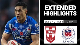 International Rugby League  England v Toa Samoa  Extended Highlights  Second Test [upl. by Maillliw]