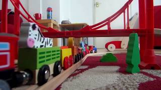 Charlies wooden train set  with bonus zoo animals [upl. by Yspyg]