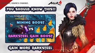 MIR4 YOU SHOULD KNOW THIS  MINING BOOST VS DARKSTEEL GAIN BOOST  HOW TO GAIN MORE DARKSTEEL [upl. by Nyrret]